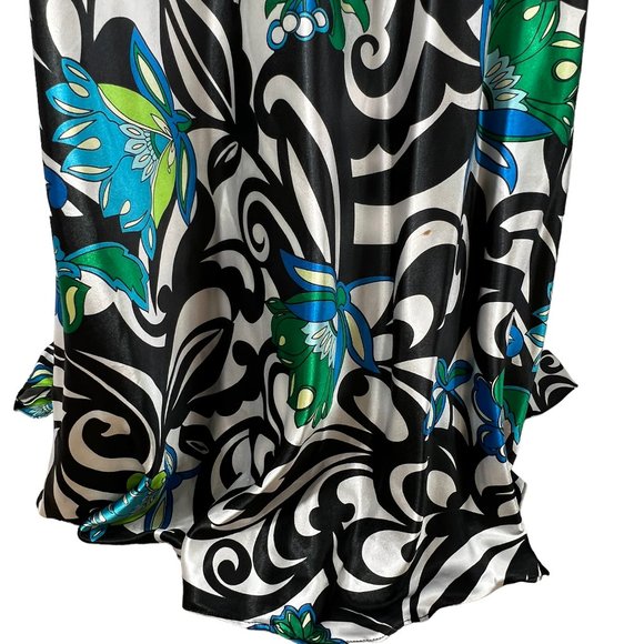 Stunning! Vintage JOVANI Black, Green, Blue Print Evening Gown Size 8 - Picture 9 of 15